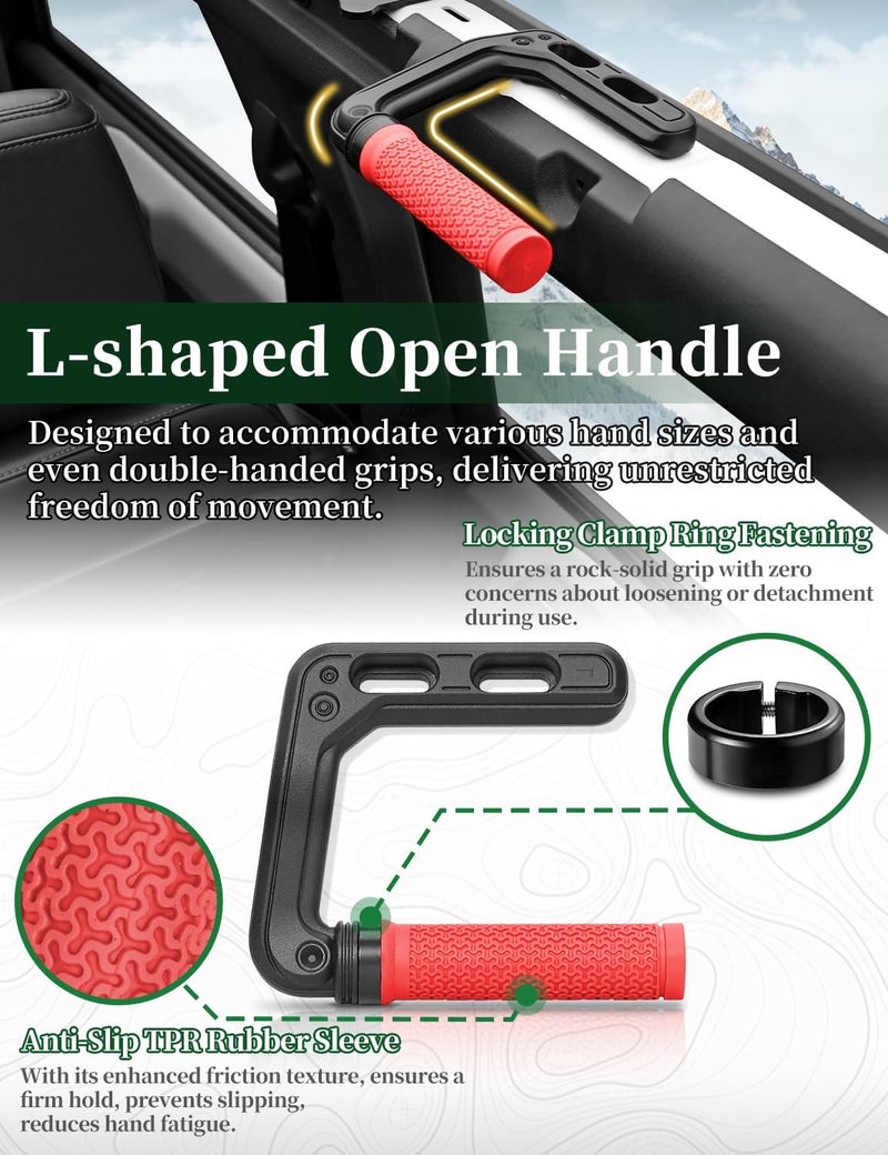 JROAD Bronco Aluminum Grab Handles Roll Bar Non-Slip Grip HandlesCompatible with Ford Bronco 2021-2025 Front or Rear Seat 4 Door Soft/Hard Top,Bronco Raptor Interior Accessories （4PCS/red） - Image 2